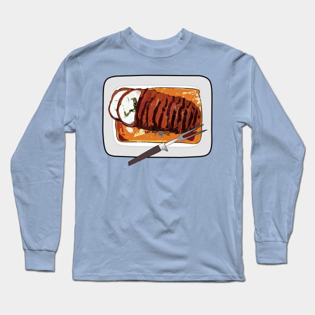 Roast turkey breast cartoon illustration Long Sleeve T-Shirt by Miss Cartoon